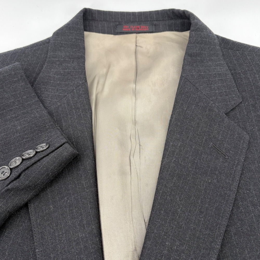 English‎ Manor Mens Pinstripe Blazer Size L 46 Charcoal Wool Suit Jacket